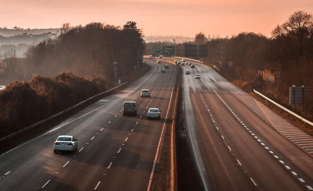 morning view traffic moving on motorway